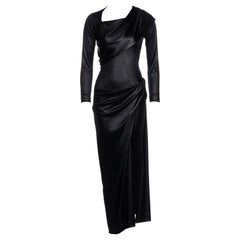 Vivienne Westwood metallic black nylon jersey draped evening dress, fw 1997