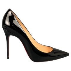 CHRISTIAN LOUBOUTIN Decollete 554 Size 8 Black Patent Leather Pumps