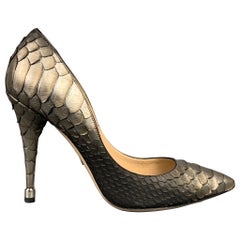 PAUL ANDREW Size 8 Silver & Grey Ombre Python Skin Pumps