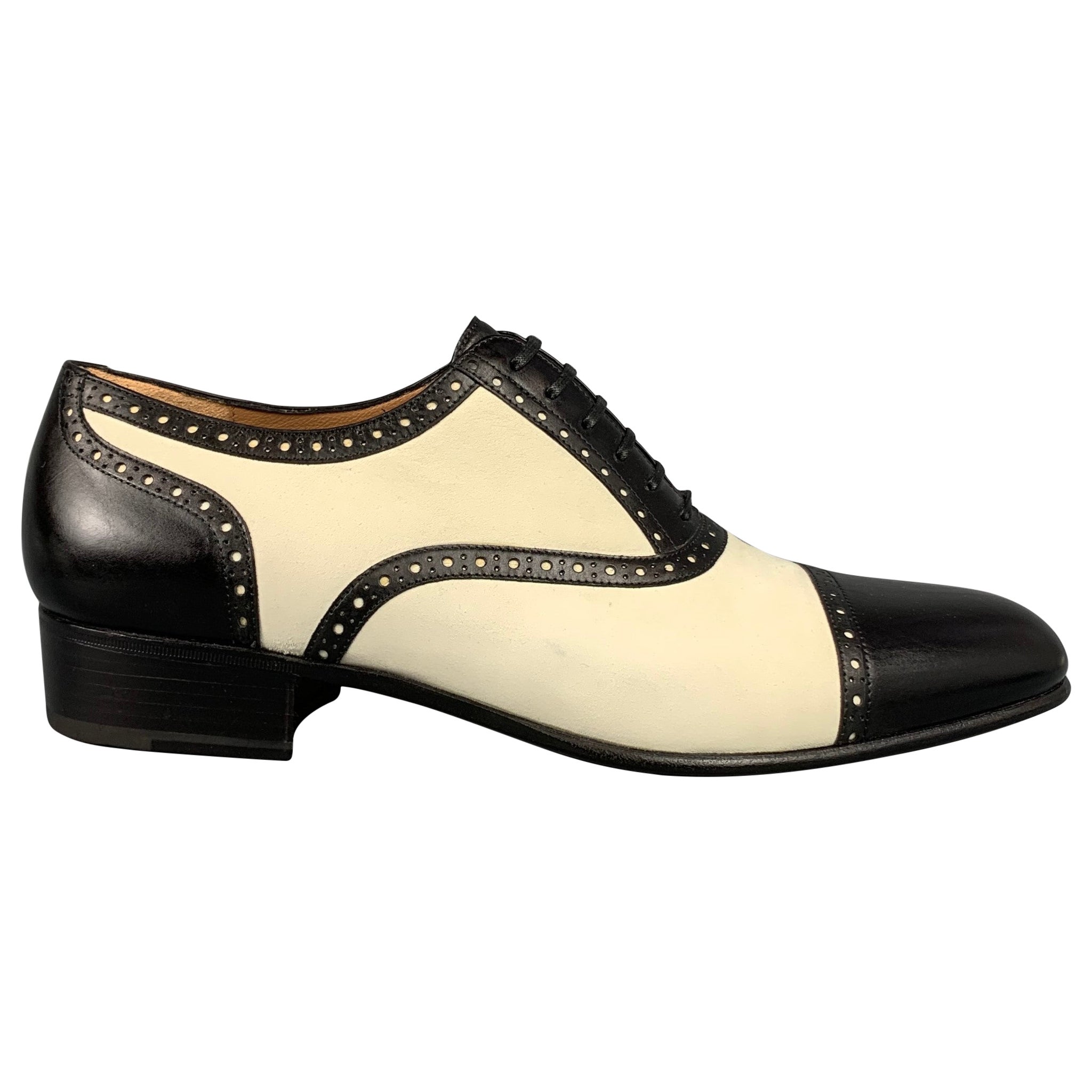 SALVATORE FERRAGAMO Limited Edition No.1/100 Size 8.5 Ivory and Black Shoes  For Sale at 1stDibs
