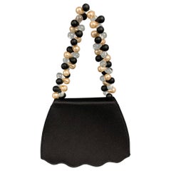 RENAUD PELLEGRINO Black Satin Beaded Evening Handbag