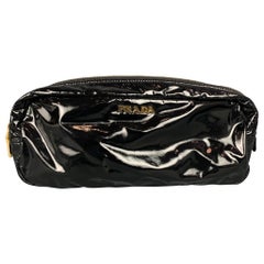 PRADA Black Faux Patent Leather Pouch