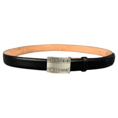 TIFFANY & CO. 2004 Atlas Size 38 Black & Brown Sterling Silver Calf Leather Belt