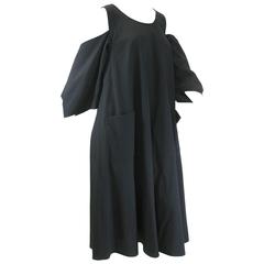Yohji Yamamoto Navy Blue Shoulder Cut Out Dress 10