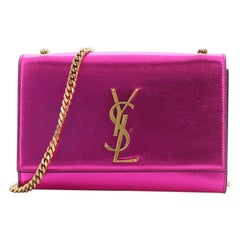 Saint Laurent Classic Monogram Crossbody Bag Metallic Leather Small