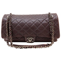 Chanel Purple Caviar Leather Easy Zip Flap Bag