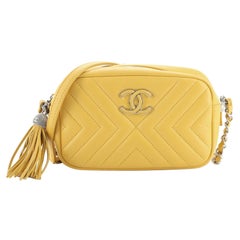 Chanel CC Tassel Camera Bag Diagonal Chevron Calfskin Mini