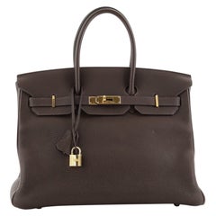 Hermes Birkin Handbag Chocolate Togo with Gold Hardware 35