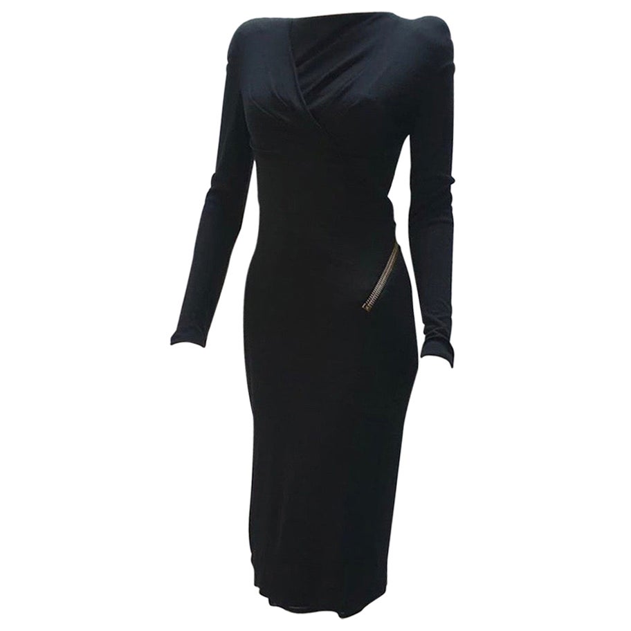 Tom Ford Black Long Sleeve Zip Mini Dress