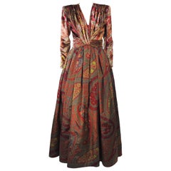 VALENTINO Gathered Metallic Velvet and Silk Gown Size 8