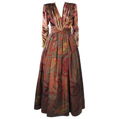 VALENTINO Gathered Metallic Velvet and Silk Gown Size 8 4