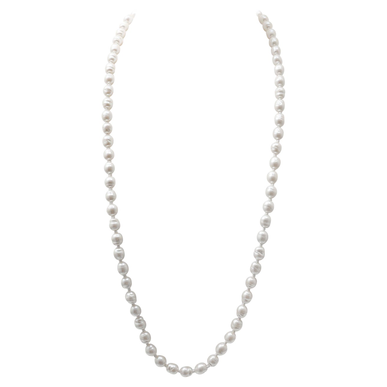 Chanel White Baroque Pearl Necklace For Sale