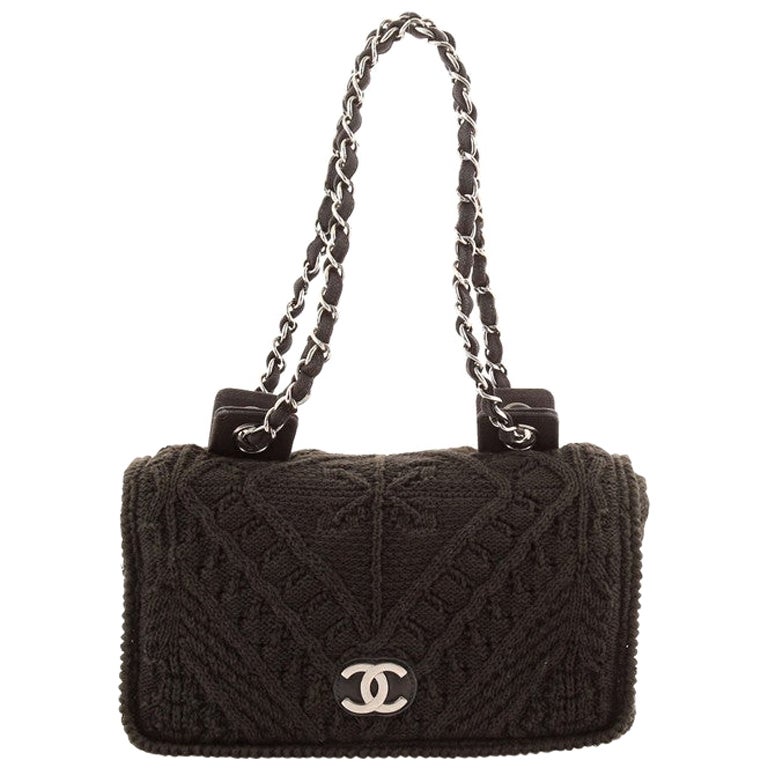 Chanel Vintage CC Full Flap Bag Woven Crochet Medium