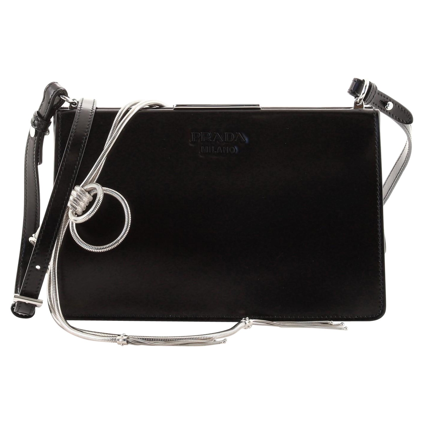 Prada Frame Chain Crossbody Bag Spazzolato Leather Medium