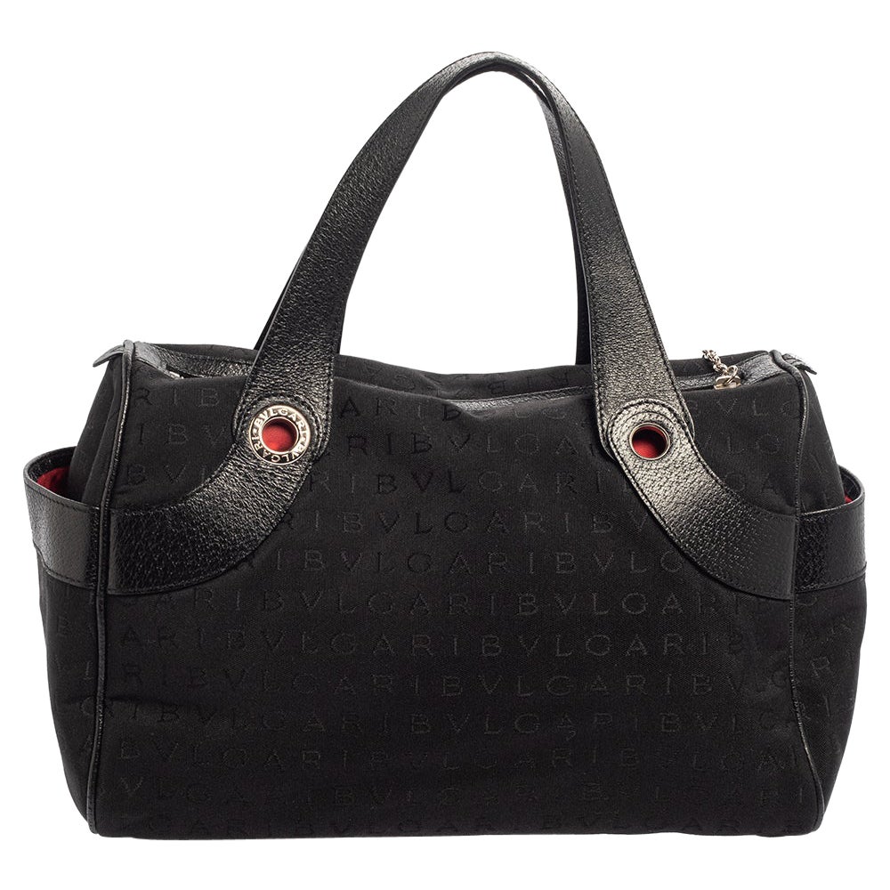 Bvlgari Black Monogram Canvas and Leather Satchel