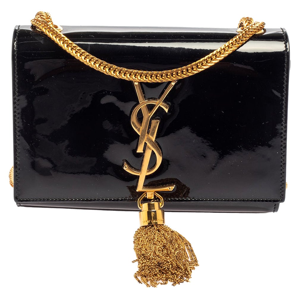 Saint Laurent Black Patent Leather Small Kate Tassel Crossbody Bag