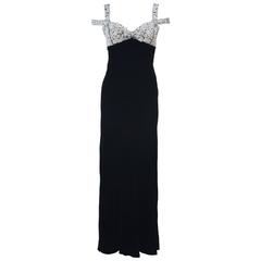 OSCAR DE LA RENTA Embellished Double Strap Bias Cut Velvet Gown Size 8 8