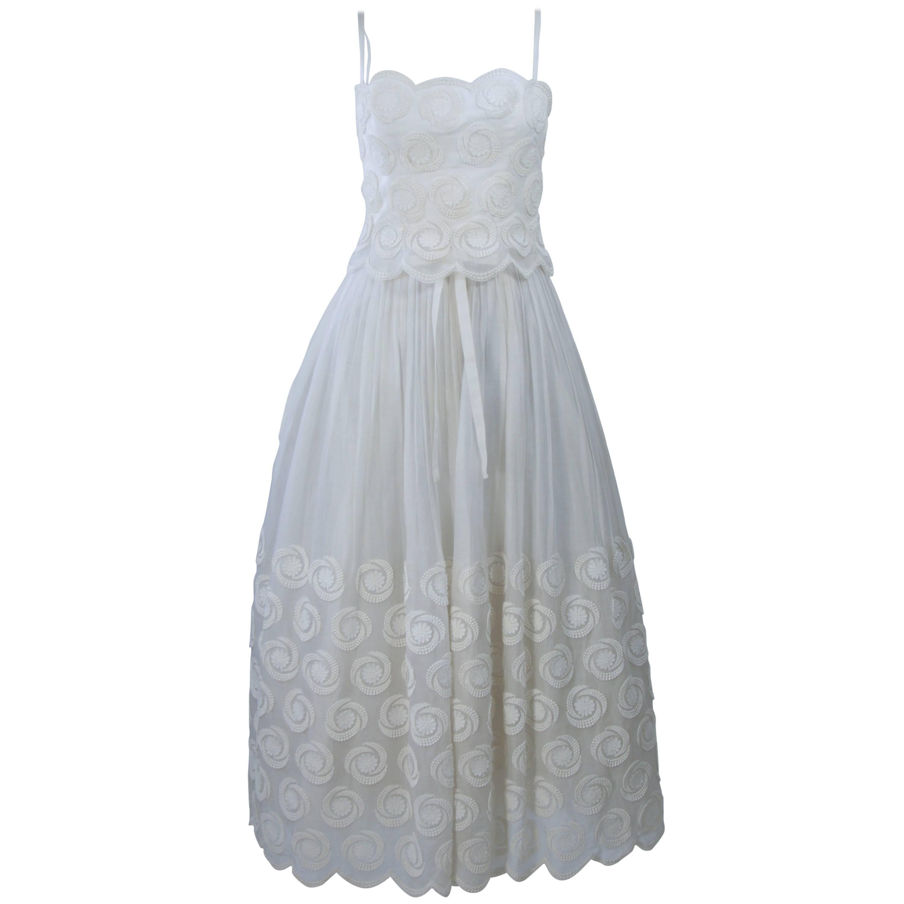 CARVEN JUNIOR FRANCE White Embroidered Layered Dress with Full Skirt Size 4