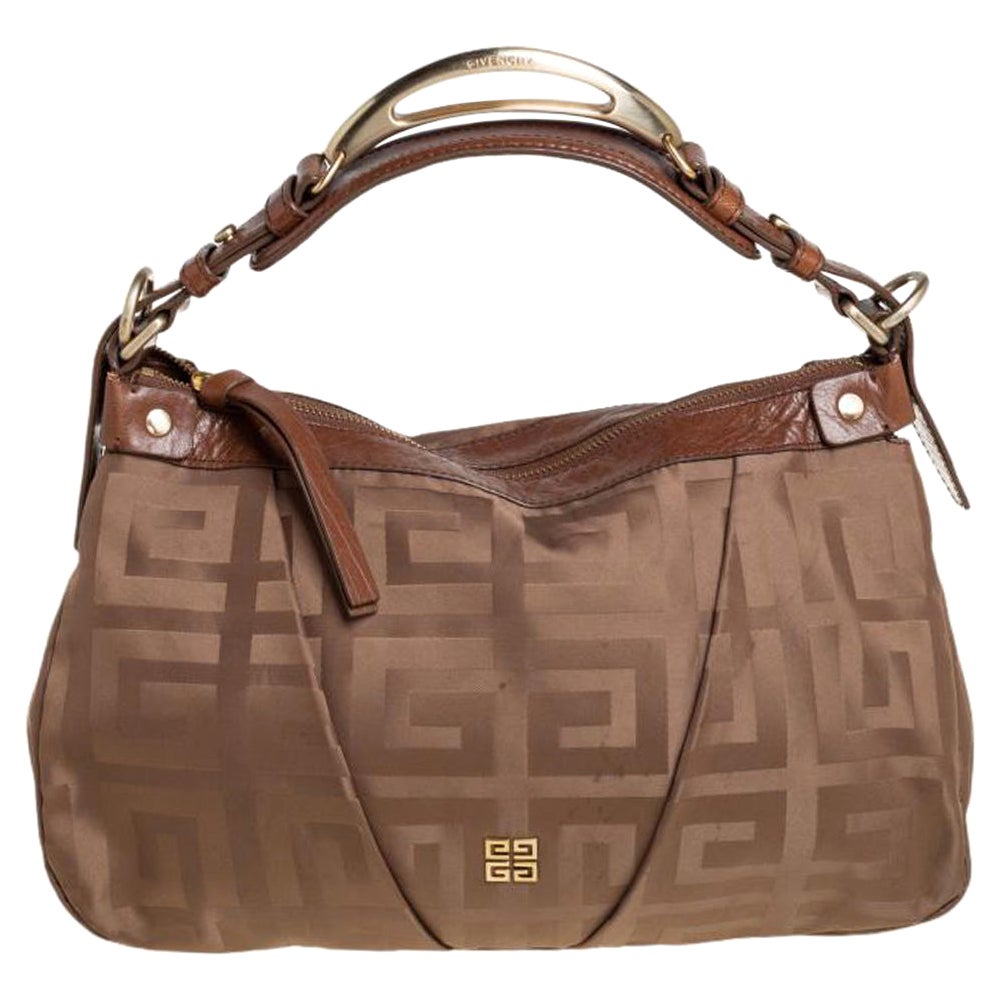 Givenchy Brown Signature Satin And Leather Hobo