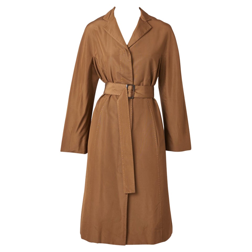 Chado Ralph Rucci Bronze Tone Belted Coat For Sale