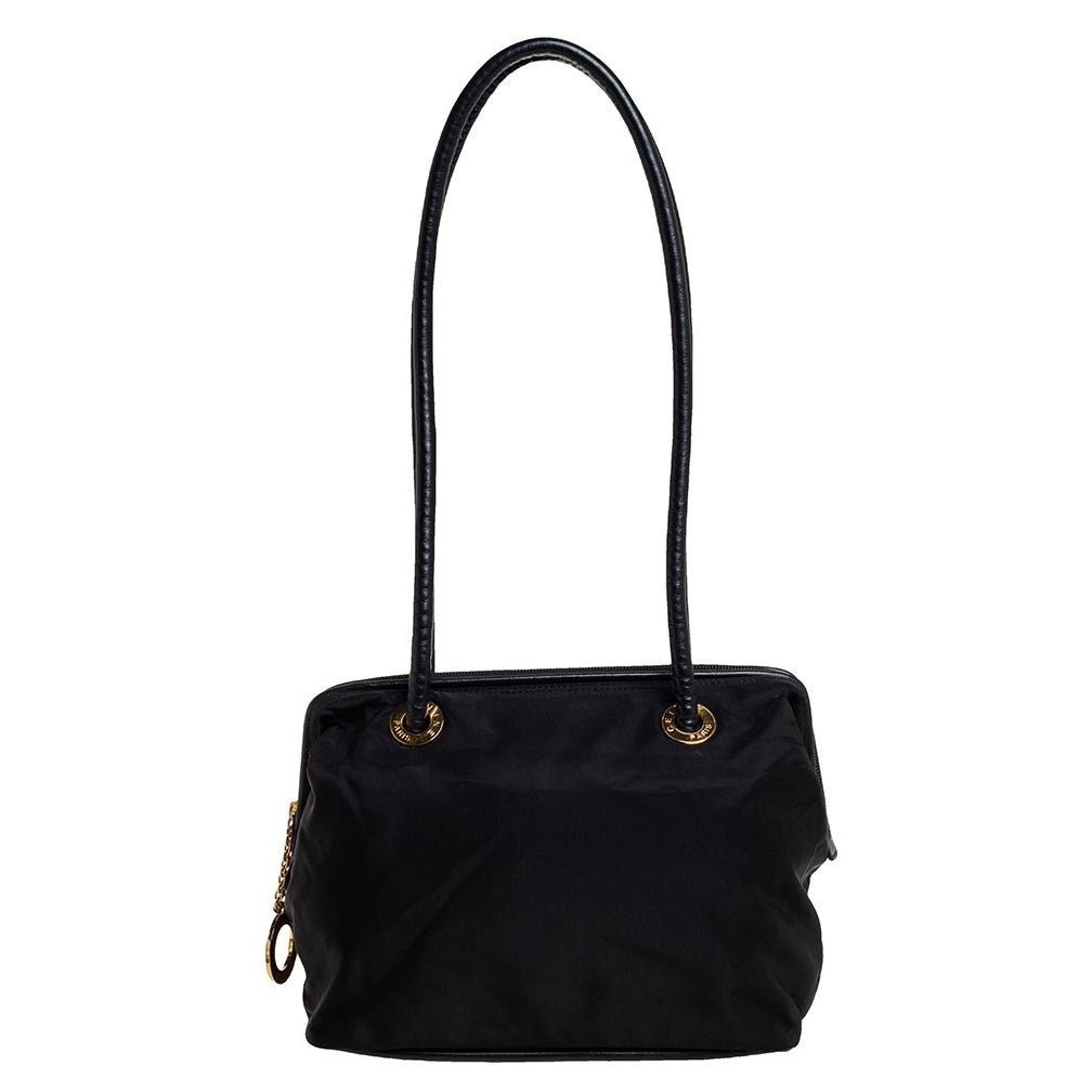 Celine Black Nylon and Leather Tote