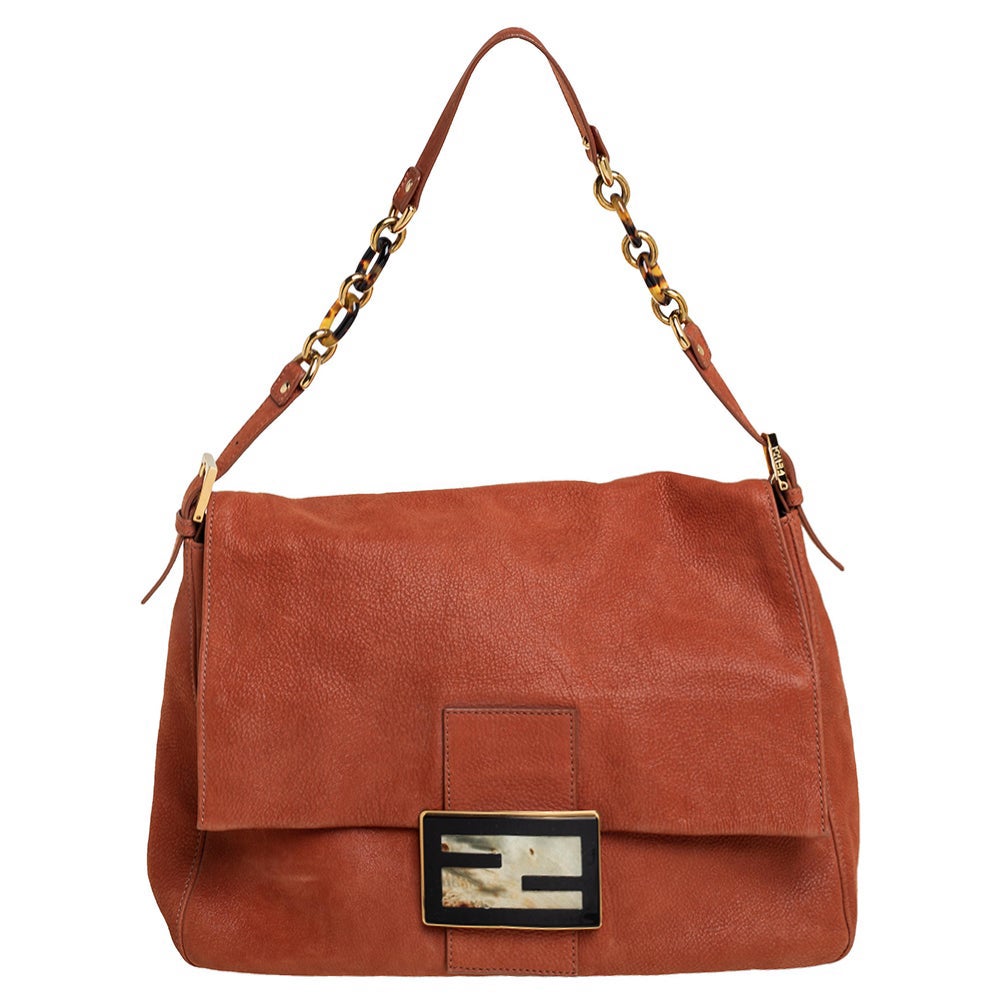 Fendi Brown Shimmer Leather Mama Forever Shoulder Bag