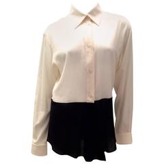 Hermes Silk Blouse - Cream and Navy Classic