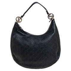 Gucci Black Guccissima Leather Medium Twins Hobo