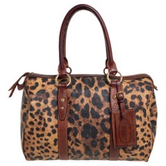 Dolce & Gabbana Brown Coated Canvas And Leather Boston Bag