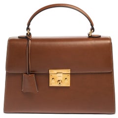 Gucci Brown Leather Medium Padlock Top Handle Bag