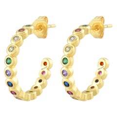 Rainbow Dot Hoops