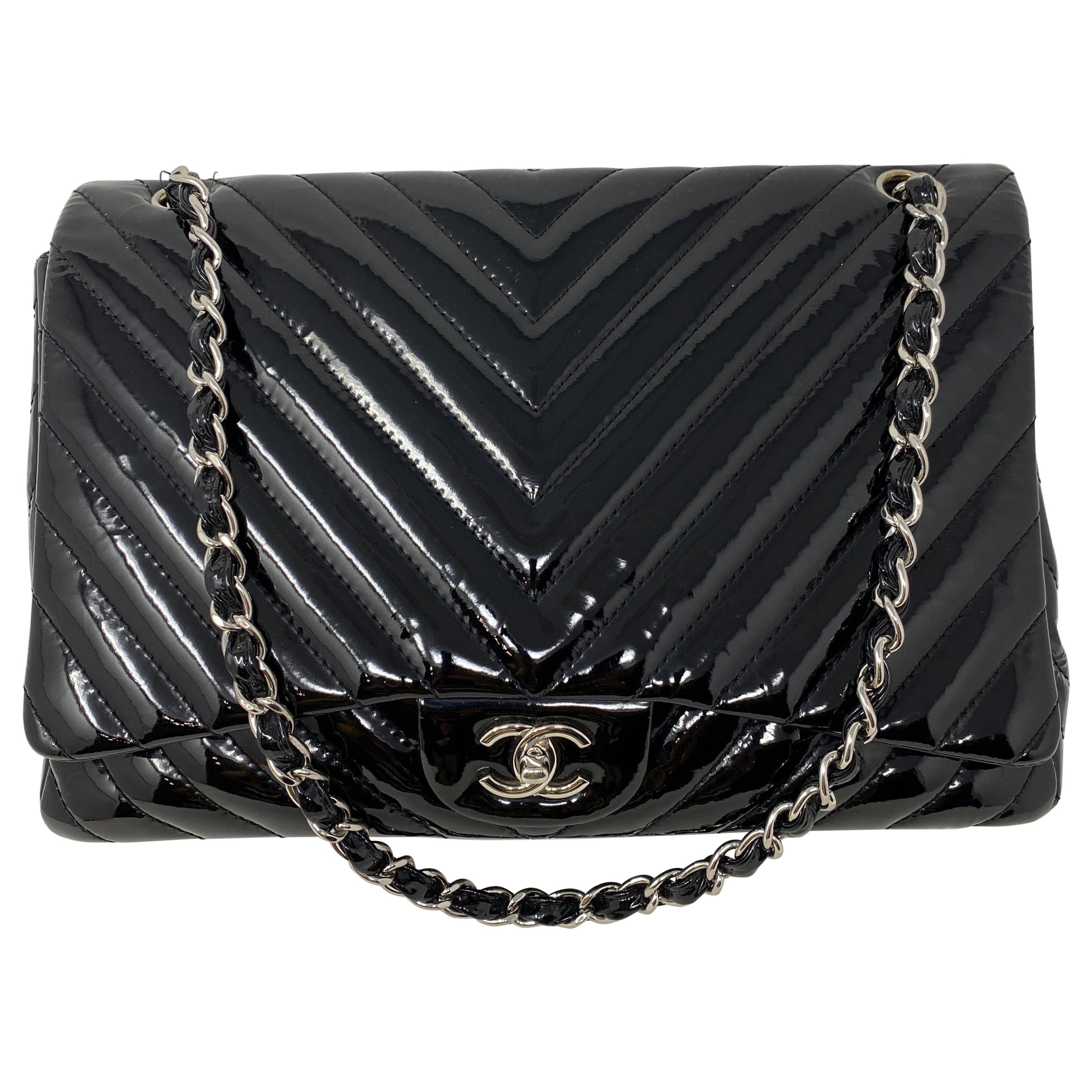Chanel Black Jumbo Patent Leather Bag