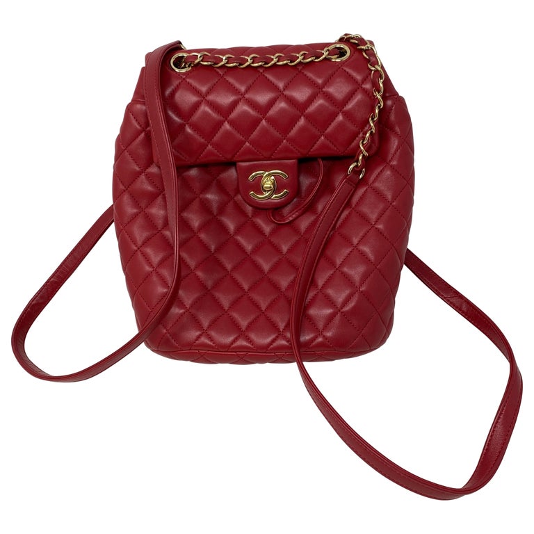 Chanel Red Leather Backpack For Sale at 1stDibs | chanel red backpack