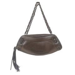 Chanel silver leather shoulder bag