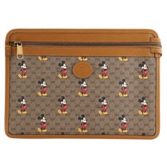 Gucci Disney Mickey Mouse Front Zip Pouch Printed Mini GG Coated Canvas