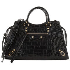 Balenciaga Neo Classic City Bag Crocodile Embossed Leather Medium