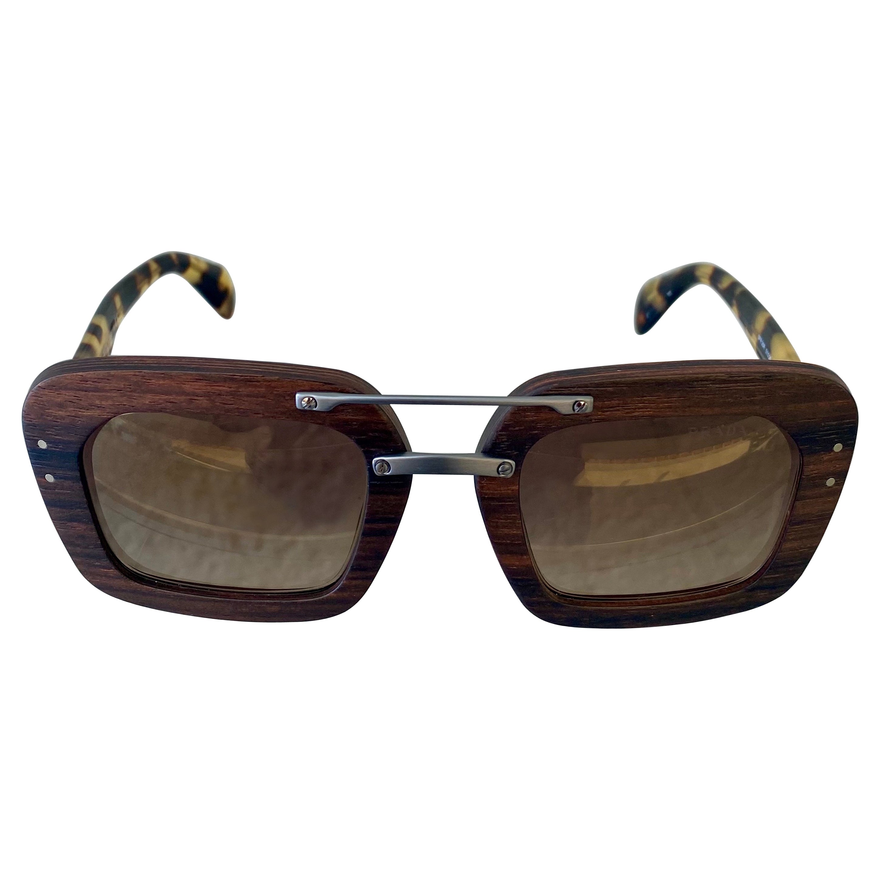 Prada Retro Wood Sunglasses 