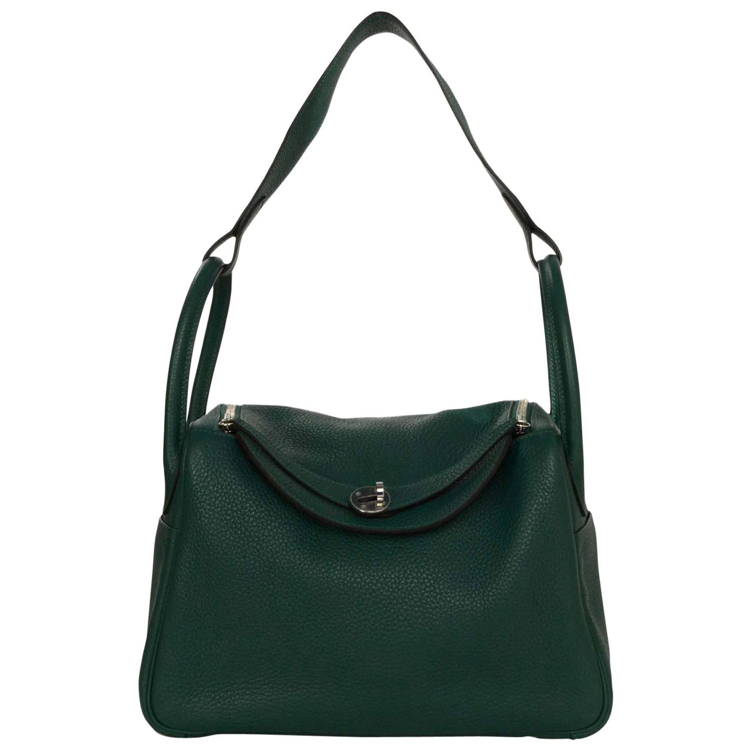 Hermes 2014 Malachite Green Clemence 30cm Lindy Bag PHW For Sale ...