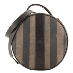 Fendi Vintage Convertible Round Top Handle Bag Pequin Coated Canvas Medium