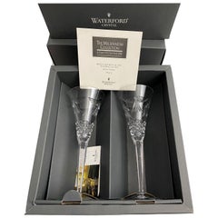 Waterford PEACE Crystal Millennium Champagne Toasting Flutes set of two - NIB