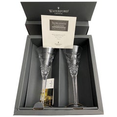 Vintage Waterford PEACE Crystal Millennium Champagne Toasting Flutes set of two - NIB