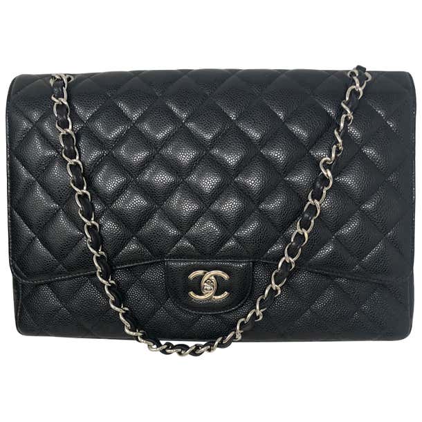 Chanel Black Caviar Leather Maxi Bag at 1stDibs | chanel maxi bag size ...
