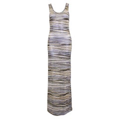 1990s Missoni Metallic Abstract Stripe Knit Maxi Dress 