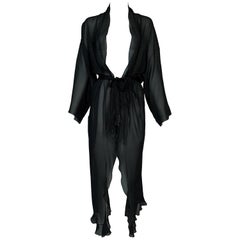 C. 2001 Christian Dior John Galliano Sheer Black Silk Robe Dress Jacket