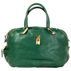MARC JACOBS forest green leather PARADISE RIO Tote Bag