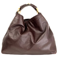 Retro GUCCI dark brown leather HORSEBIT LARGE HOBO Shoulder Bag