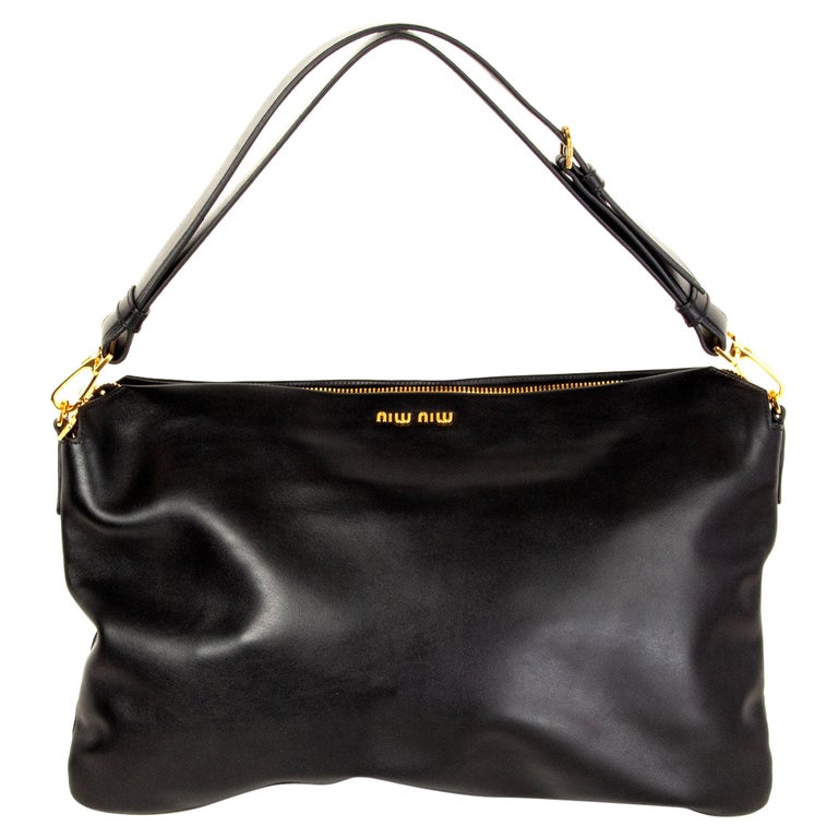 MIU MIU black Soft Calf leather CLOUD HOBO Shoulder Bag at 1stDibs