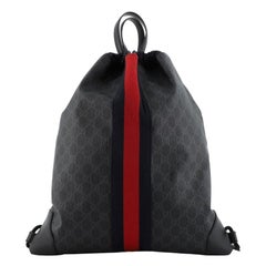 Gucci Web Drawstring Backpack GG Coated Canvas Large