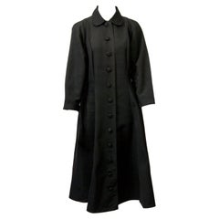1950s Black Faille Fit and Flare Coat