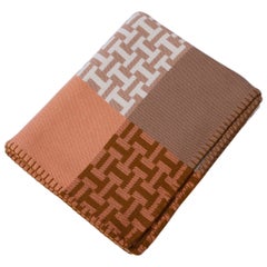 Hermes Avalon Terre D'H Blanket Corail Hand Woven Cashmere New wBox